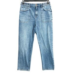 Sincerely Jules Medium Wash Patch Pocket High Rise Taper Leg Jeans Size 11/30